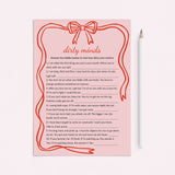 Pink Wavy Border Dirty Minds game with Answers Digital Download by LittleSizzle