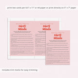 Bachelorette Dirty Minds Answers Included Printable Game