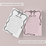 Dirty Mind Adult Party Game Printable Coquette Black Bow