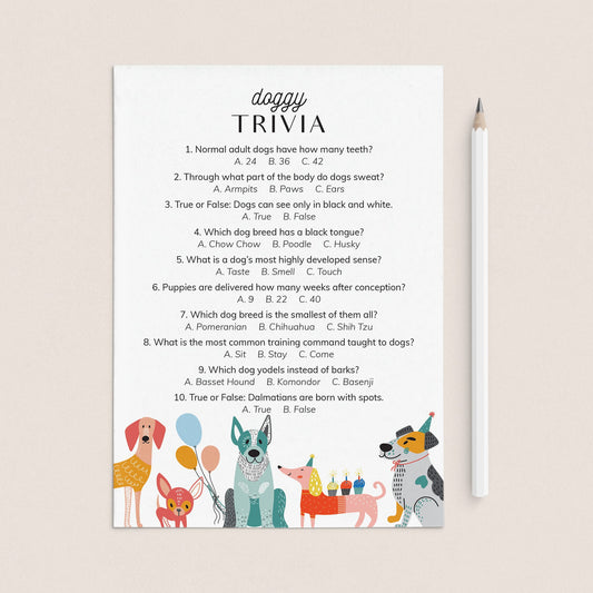 Dog Trivia Questions and Answers Printable by LittleSizzle
