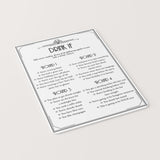Gatsby New Year's Eve Party Drinking Game Card Printable