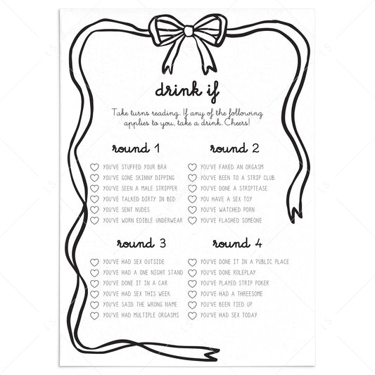 Printable Bachelorette Drinking Game Questions by LittleSizzle