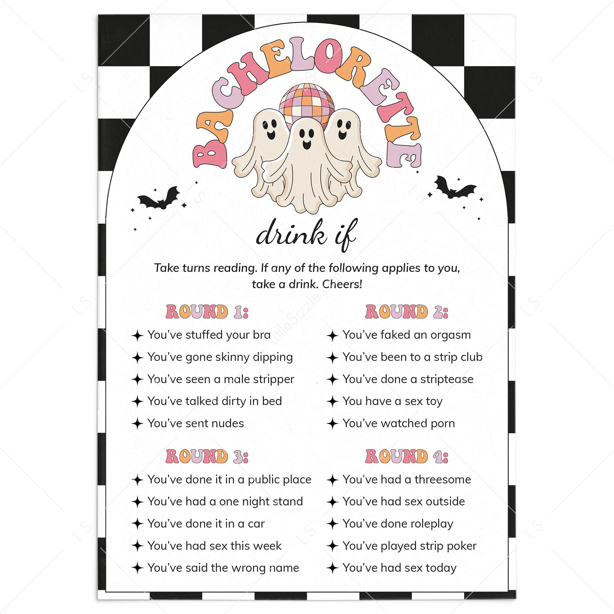 Let's Go Ghouls Drink If Game Card Printable by LittleSizzle