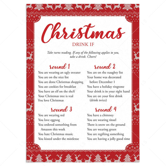 Christmas Drink If Game Printable by LittleSizzle