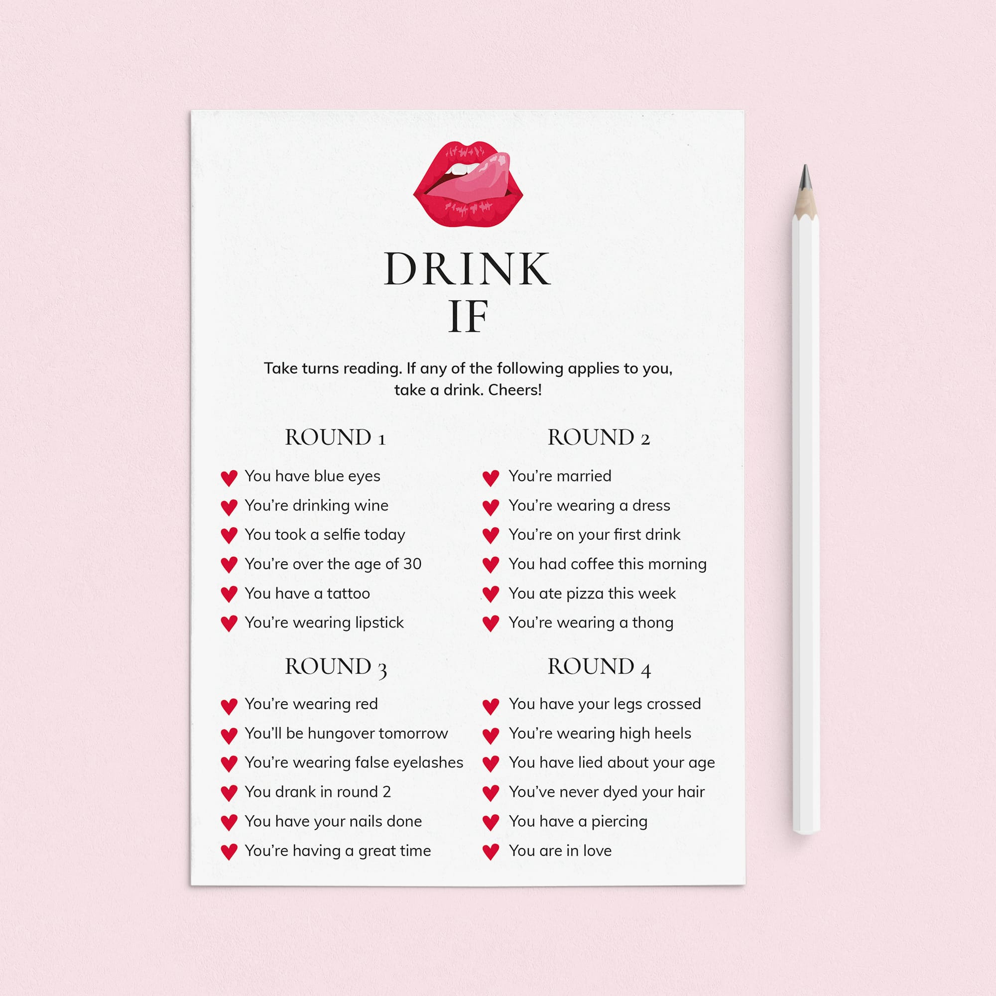 Ladies Night Drinking Game Printable by LittleSizzle