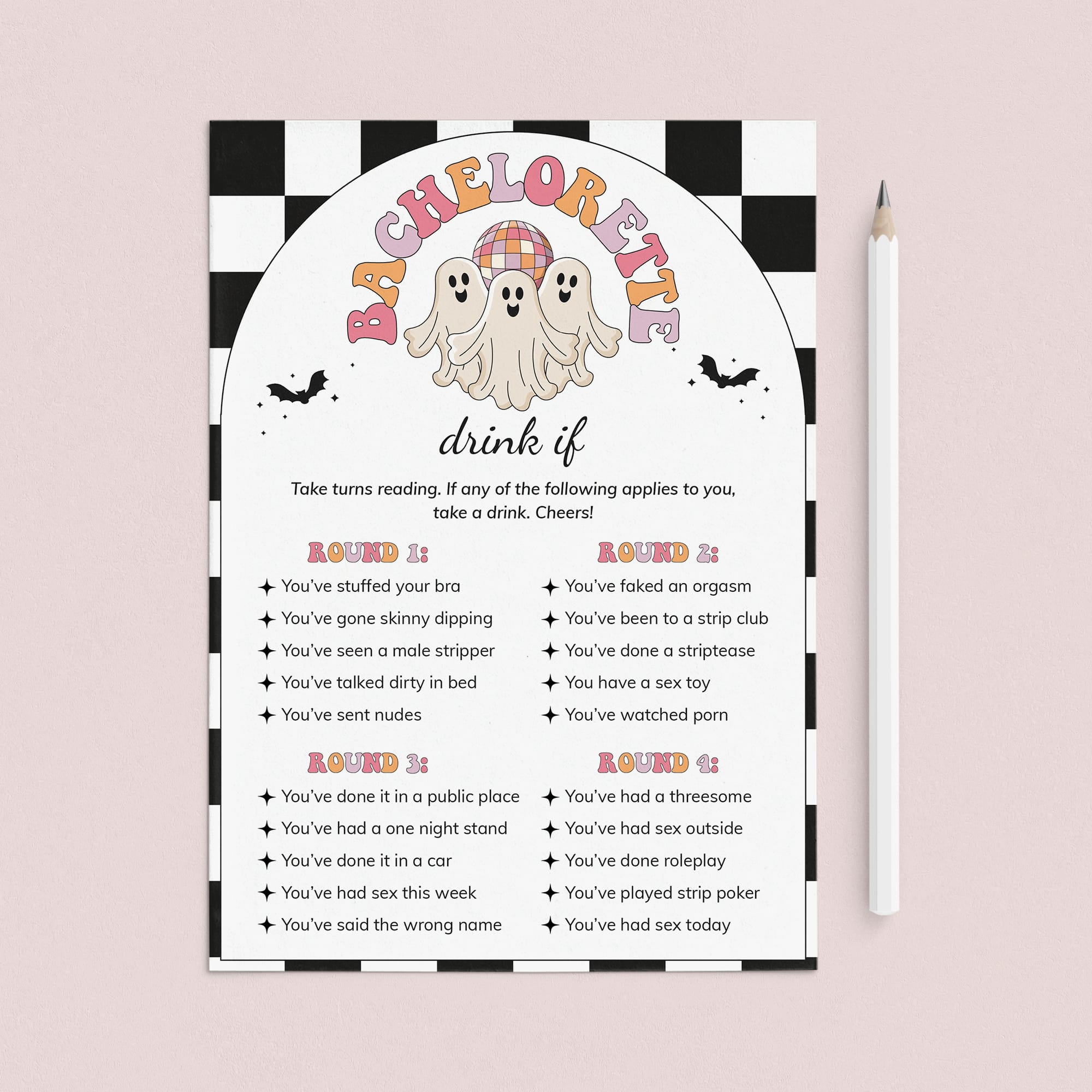 Let's Go Ghouls Drink If Game Card Printable by LittleSizzle