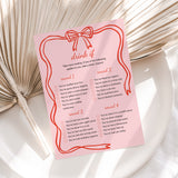 Fun Bachelorette Drink If Game Coquette Theme