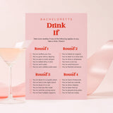 Bachelorette Party Drink If Printable Game Pink and Red