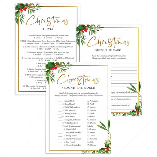 Christmas Dinner Party Trivia Games Printable by LittleSizzle