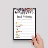 Gothic Bridal Shower Game Emoji Pictionary with Answers Printable