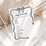 Bow Bachelorette Games Printable Black Wavy Border