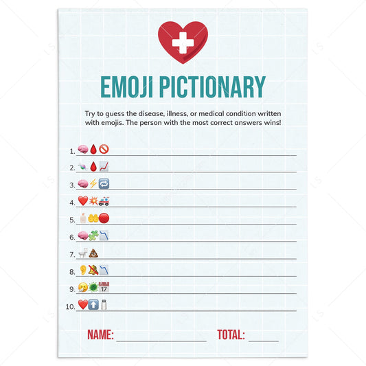 Nurse Emoji Pictionary Game Printable Nurses Party Game by LittleSizzle