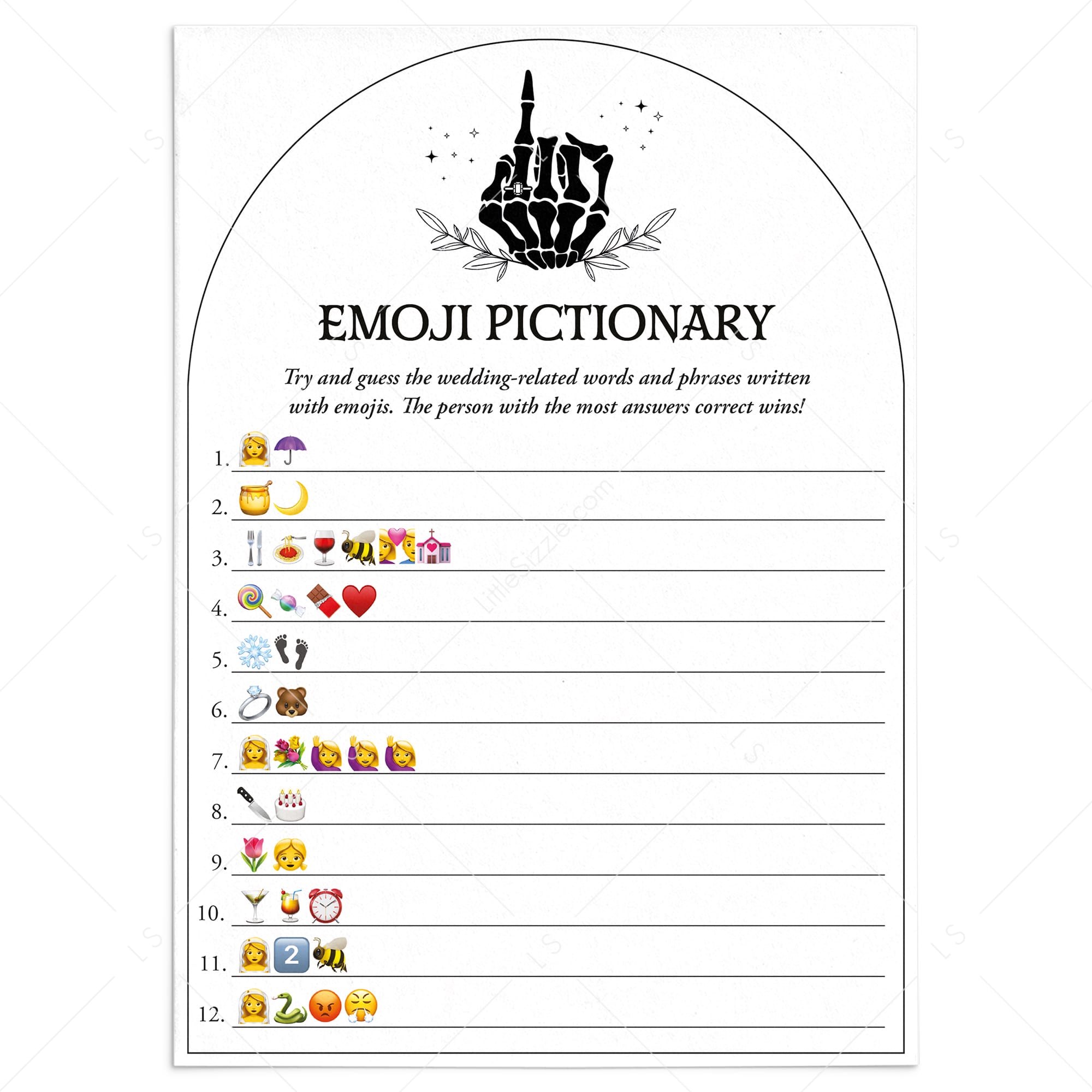 Bride or Die Bridal Shower Emojis Game Printable Till Death Do Us Party by LittleSizzle