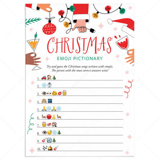 Let's Get Lit Christmas Party Emoji Game with Answers Printable by LittleSizzle