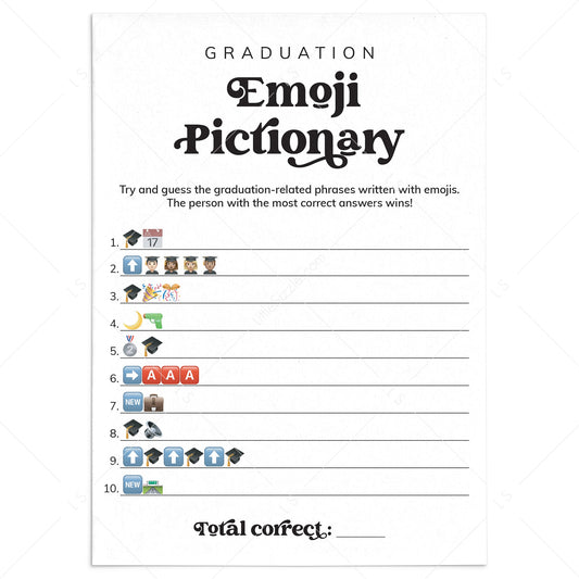 Printable Graduation Emoji Pictionary Answers Included by LittleSizzle