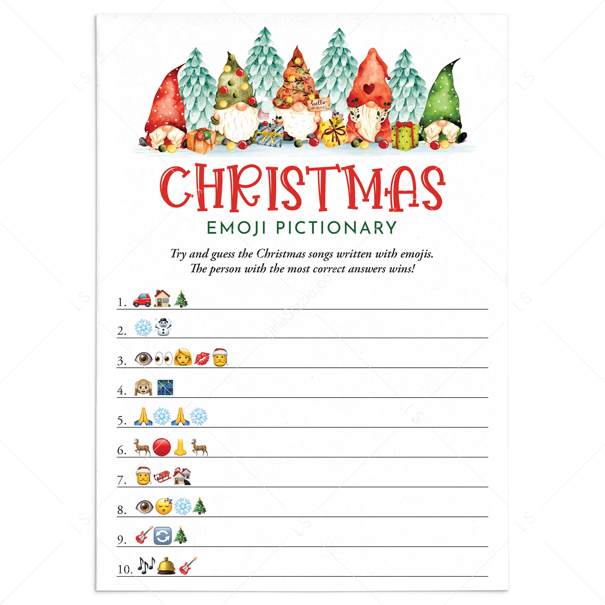 Printable Christmas Emojis Pictionary with Answer Key by LittleSizzle