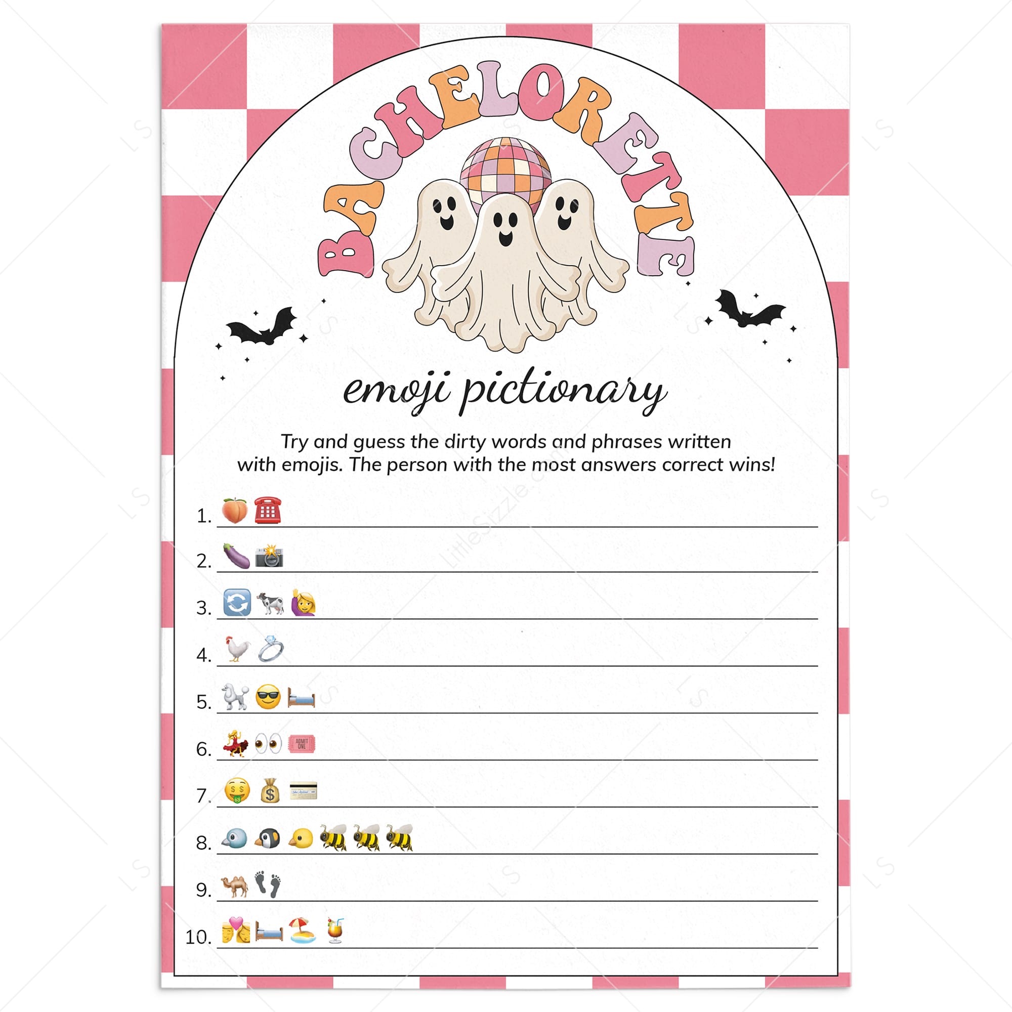 70s Disco Halloween Bachelorette Party Game Emoji Pictionary by LittleSizzle