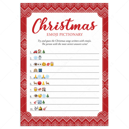 Christmas Emojis Game with Answer Key Printable by LittleSizzle