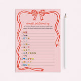 Dirty Emoji Pictionary Game Pink Bow Wavy Border by LittleSizzle