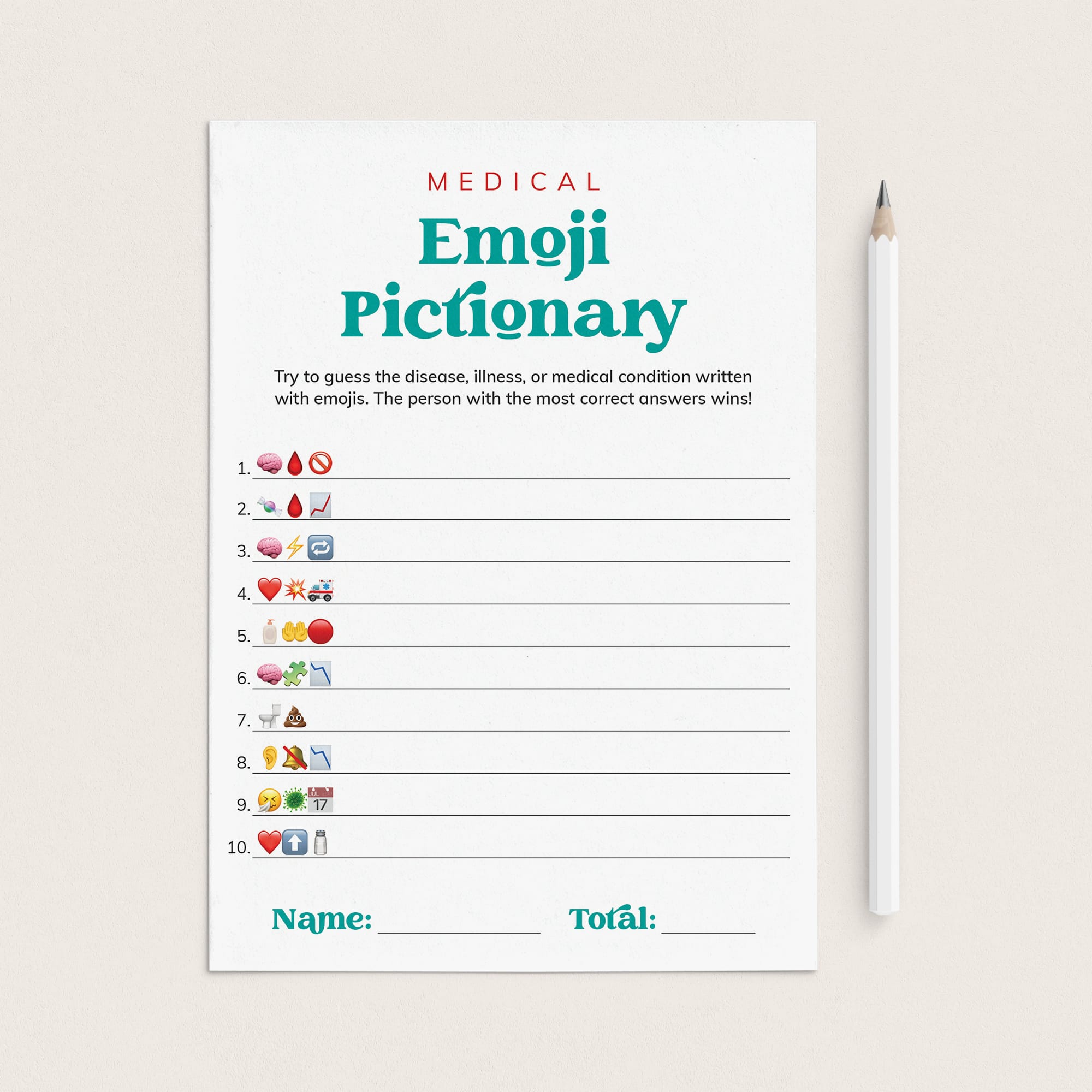 Medical Emoji Pictionary Answers Included by LittleSizzle