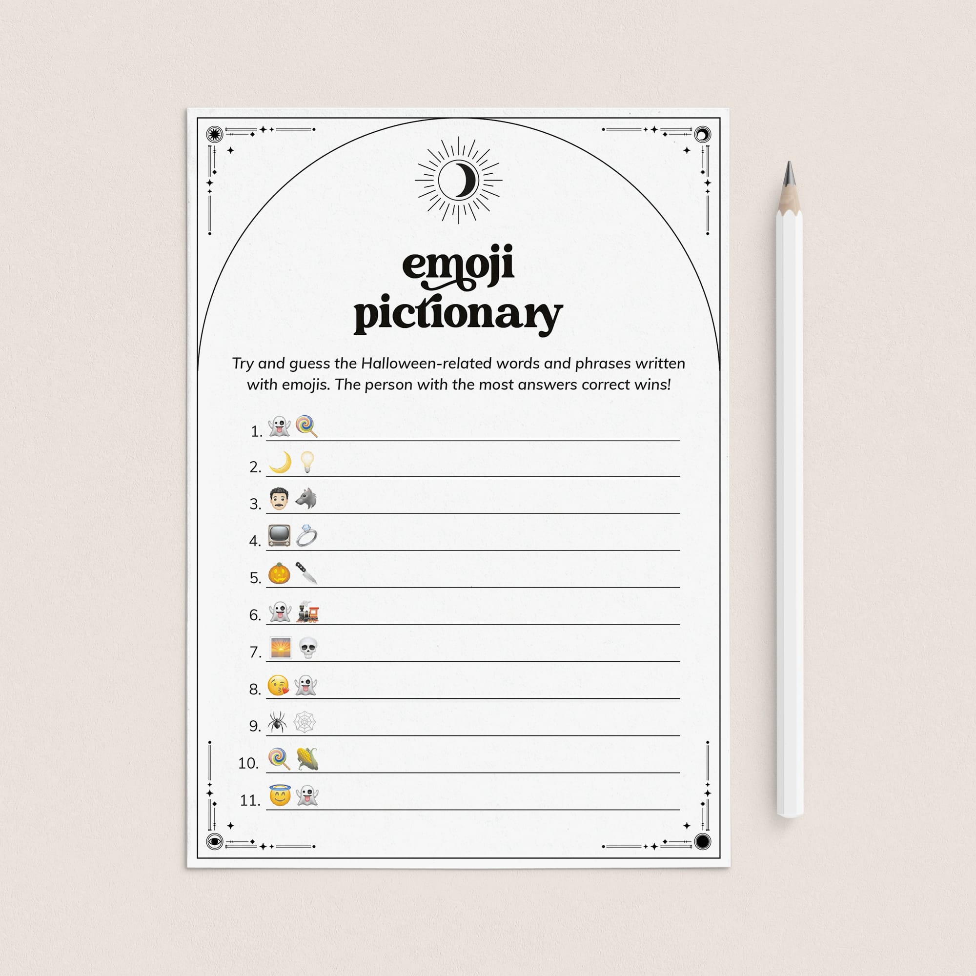 Emoji Pictionary Game for Halloween Party | Celestial Theme by LittleSizzle