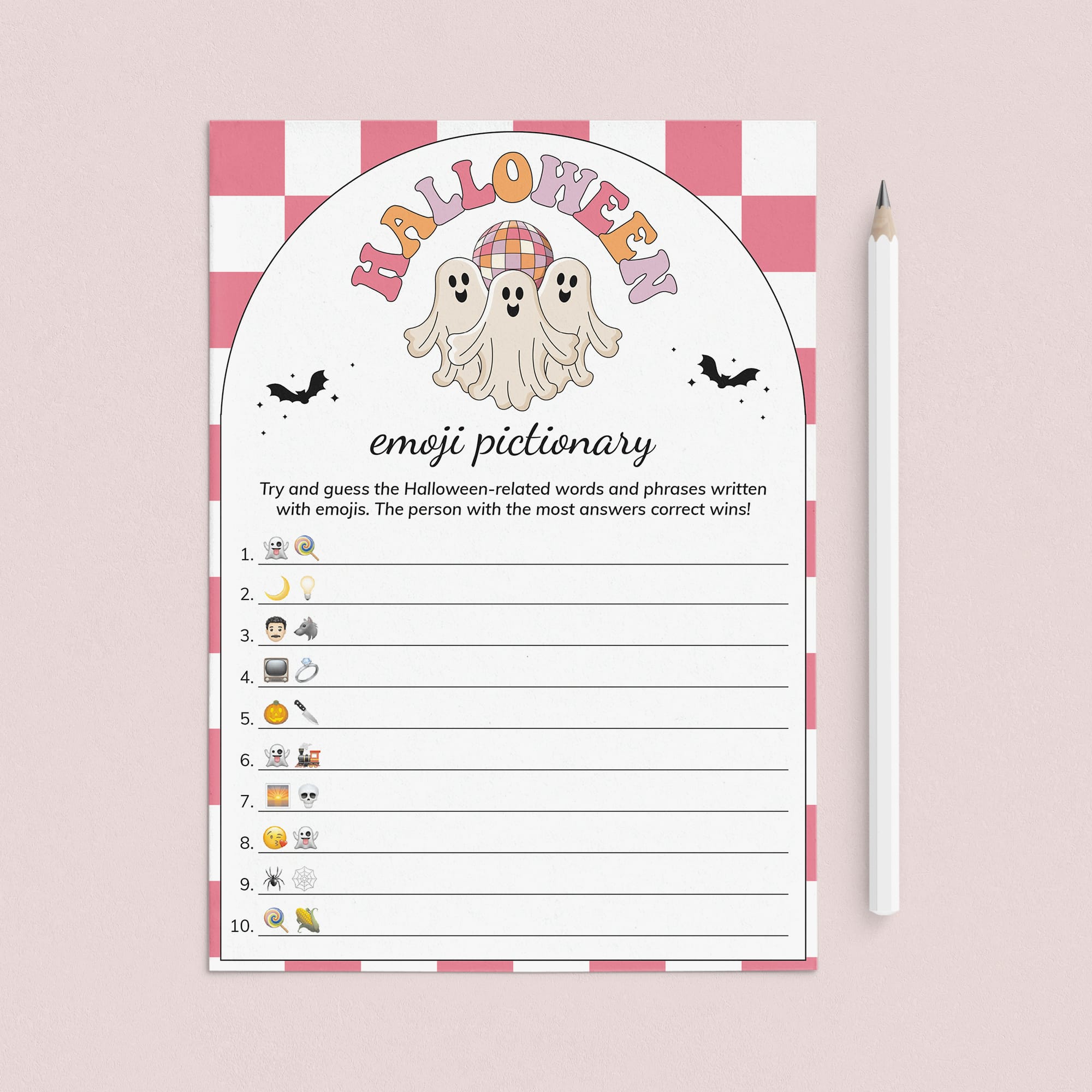 Ghost Halloween Party Game Emoji Pictionary Printable by LittleSizzle