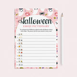 Non Scary Girly Halloween Emojis Game with Answers Printable by LittleSizzle