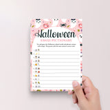 Non Scary Girly Halloween Emojis Game with Answers Printable