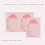 Bachelorette Emoji Pictionary Game Printable Pink and Red