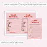 Pink and Red Bridal Emoji Pictionary Game Answers Included