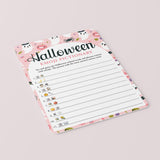 Non Scary Girly Halloween Emojis Game with Answers Printable