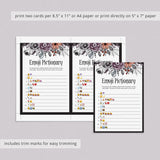 Gothic Bridal Shower Game Emoji Pictionary with Answers Printable