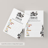Goth Bridal Shower Emoji Game with Answer Key Printable