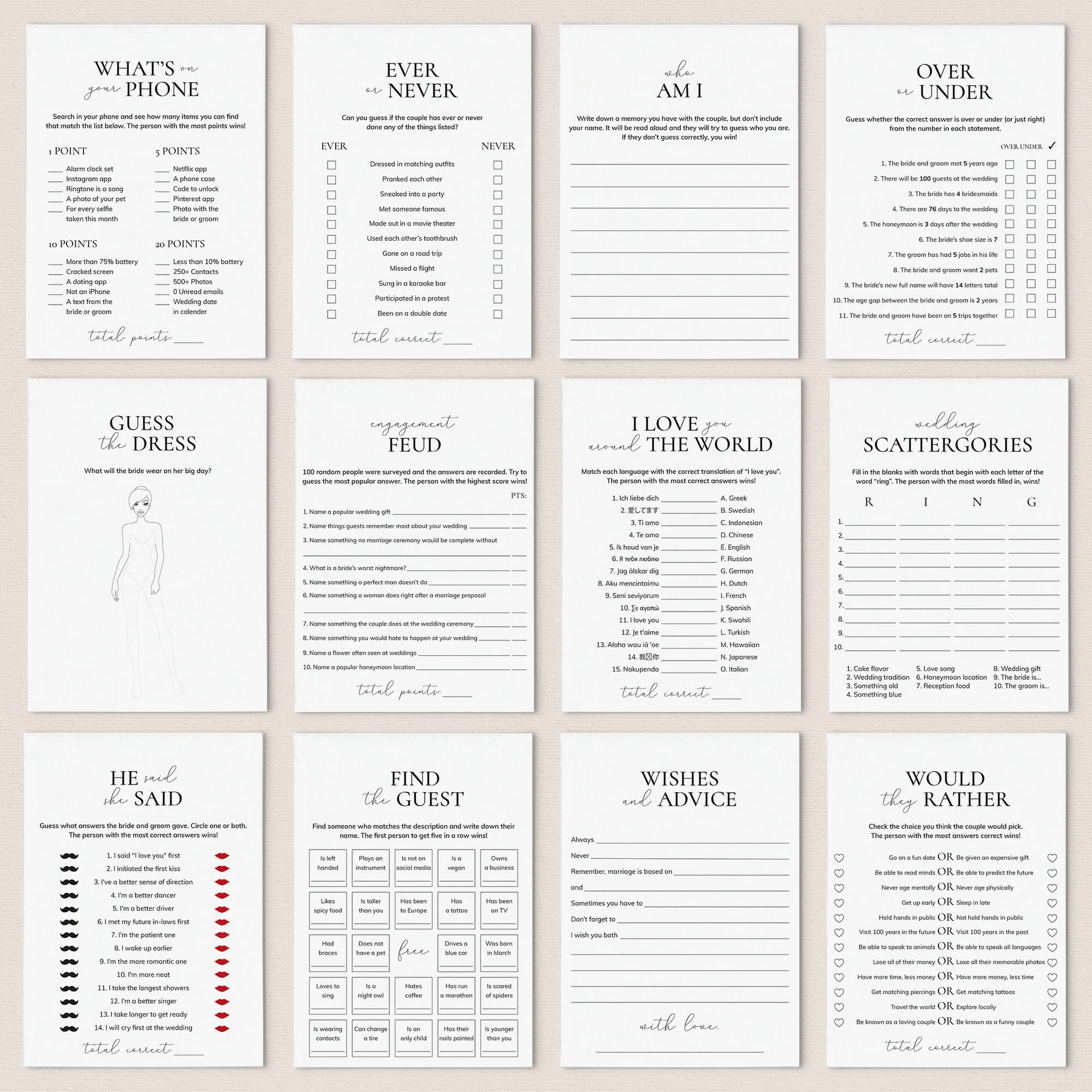 Engagement Party Games Bundle Printable by LittleSizzle
