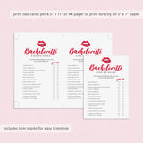 Ever or Never Bachelorette Game Printable Cheeky Red Lips