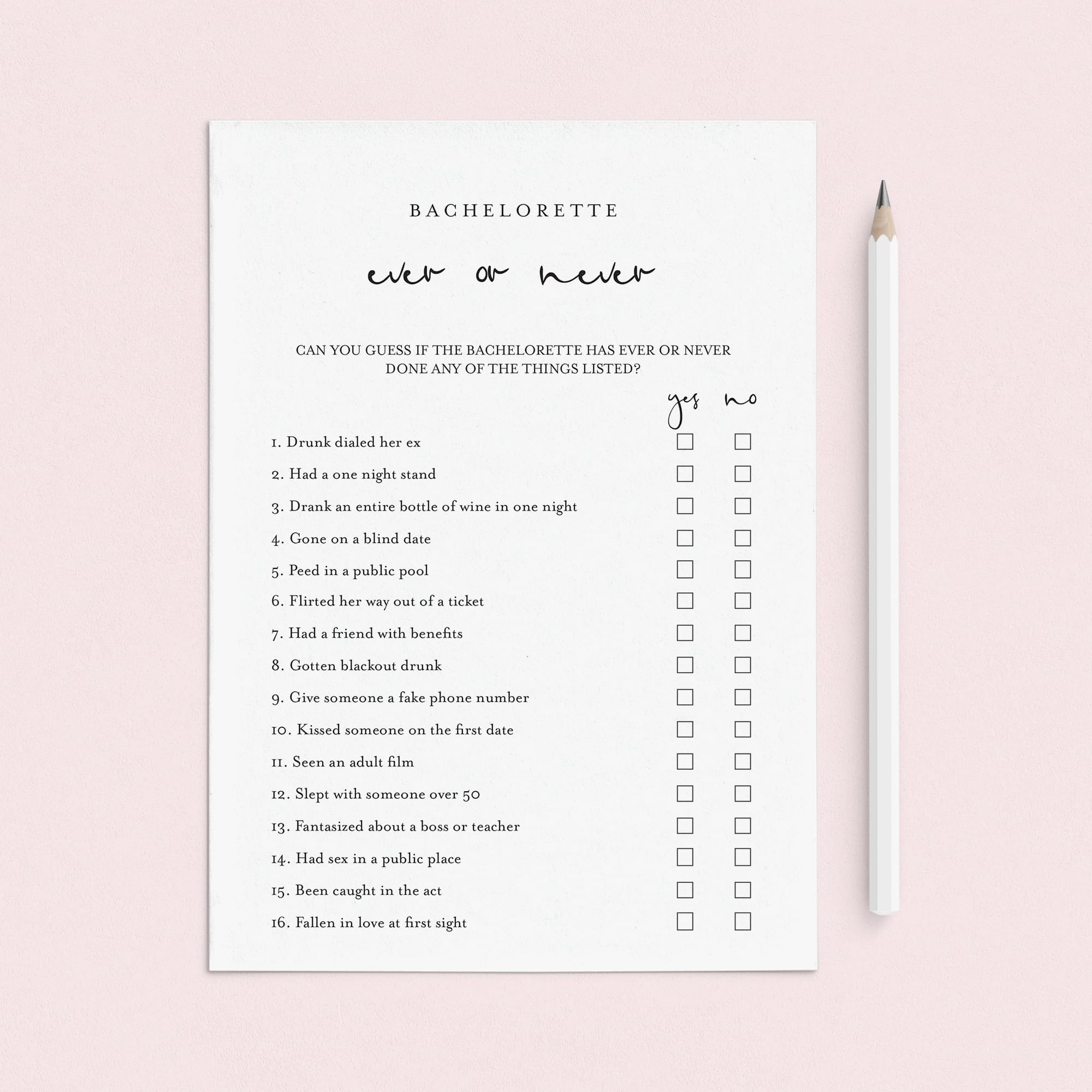 Bachelorette Ever or Never Game Printable by LittleSizzle