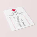 Adult Ladies Night Game Ever or Never Printable