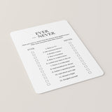Never Have I Ever Icebreaker Game Printable