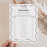 Graduation Party Game Ever or Never Printable