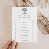 Ever or Never Family Reunion Game Printable
