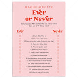 Funny Bachelorette Ever or Never Questions Game Printable by LittleSizzle
