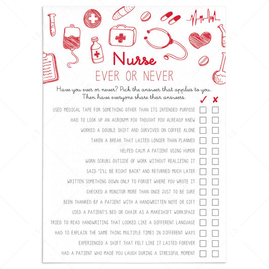 Ever or Never Nurse Game Printable by LittleSizzle