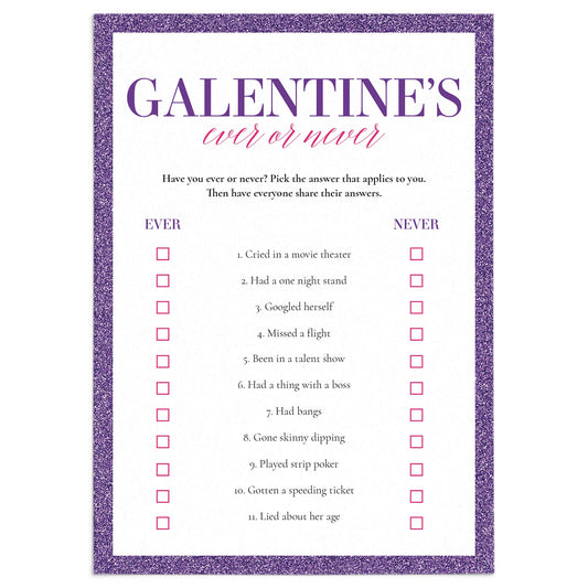Galentines Party Game Ever or Never Printable by LittleSizzle