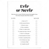 Printable Ever or Never Icebreaker Questions by LittleSizzle
