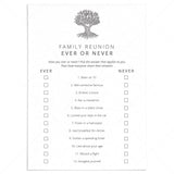 Ever or Never Family Reunion Game Printable by LittleSizzle