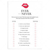 Adult Ladies Night Game Ever or Never Printable by LittleSizzle
