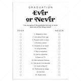 Ever or Never Graduation Icebreaker Game by LittleSizzle