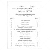 Retirement Party Game Never Have I Ever Printable by LittleSizzle