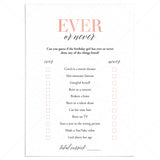 Printable Ever or Never Game for Teen Birthday Party by LittleSizzle