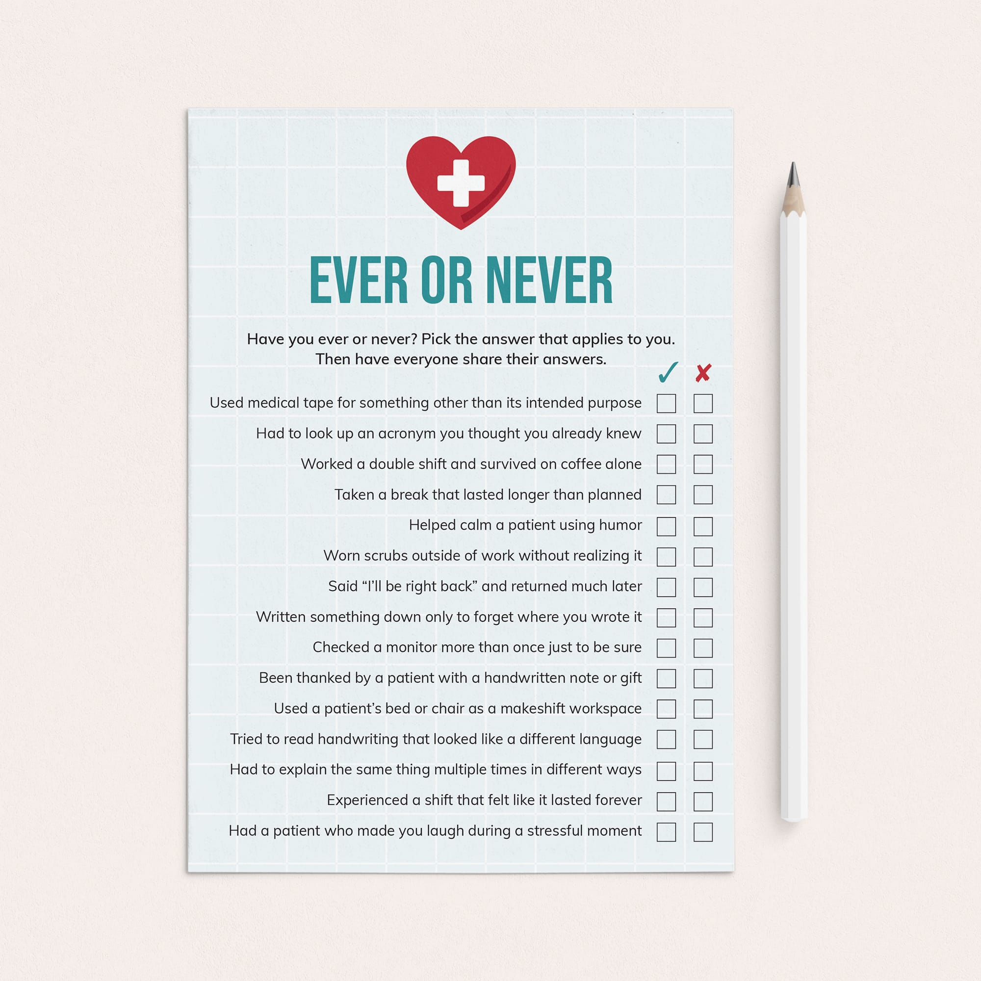 Nurse Party Game Never Have I Ever Printable by LittleSizzle